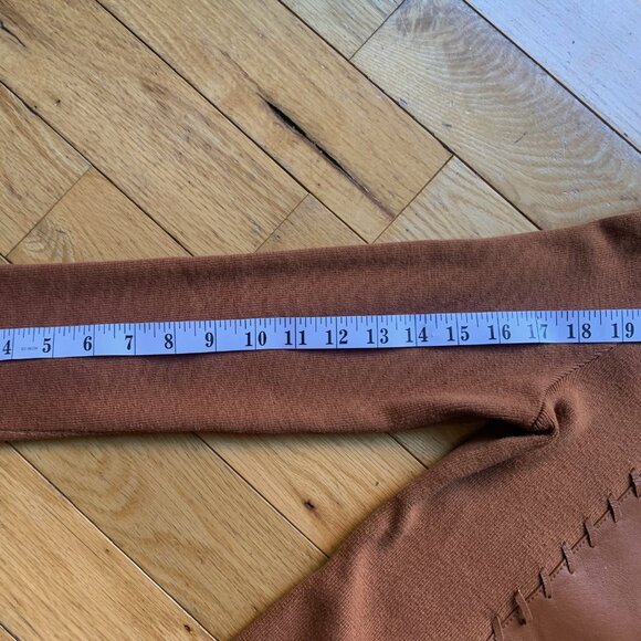 Nygard Collection Faux Leather Panel Knit Jacket – Brown – Size 6 Petite - Picture 7 of 8